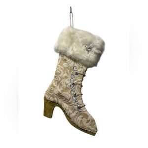 Baroque Victorian Boot Christmas Holiday Stocking - Brocade w/ Faux Cuff Accent